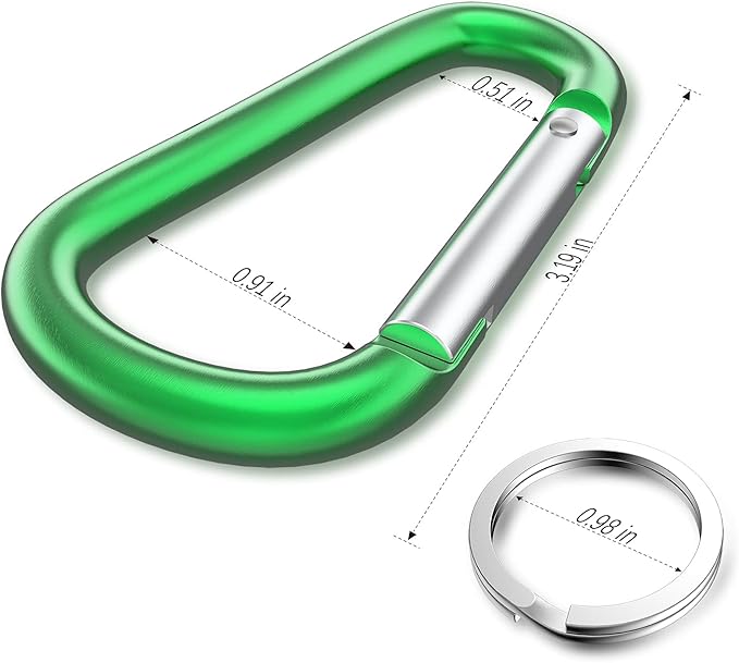 sprookber 3" Aluminum Carabiner D Ring, Caribeener Clips, Spring Snap Hook for Keychain Clip, Set of 10