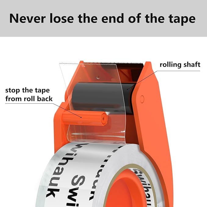 1.88 in x 66.6 YDs Clear Heavy Duty Packing Tape with Dispenser, Strong & Durable Shipping Tape, Packaging Tape, Packing Tape Dispenser for Packing Boxes, Moving Supplies, Shipping and Mailing-FlexoryFit