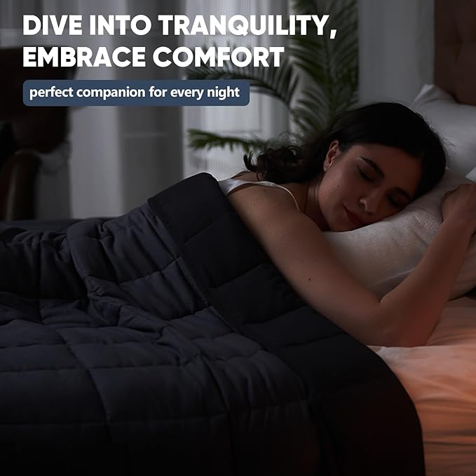 King Size Weighted Blanket for Adults (20 lbs, 80โ x 87โ, Grey& Black) Cooling Heavy Blanket for Sleeping Perfect for 190-210 lbs, Breathable Blanket for Adults & Couple All Season, Machine Washable