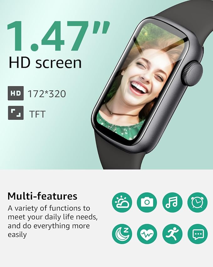 IMFRCHCS Fitness Tracker,Smart Watch with 1.47" Touch Display,137+Sport Modes Fitness Watch with Heart Rate Sleep Monitor, Step Counter,IP68 Waterproof Activity Trackers for Women Men-FlexoryFit