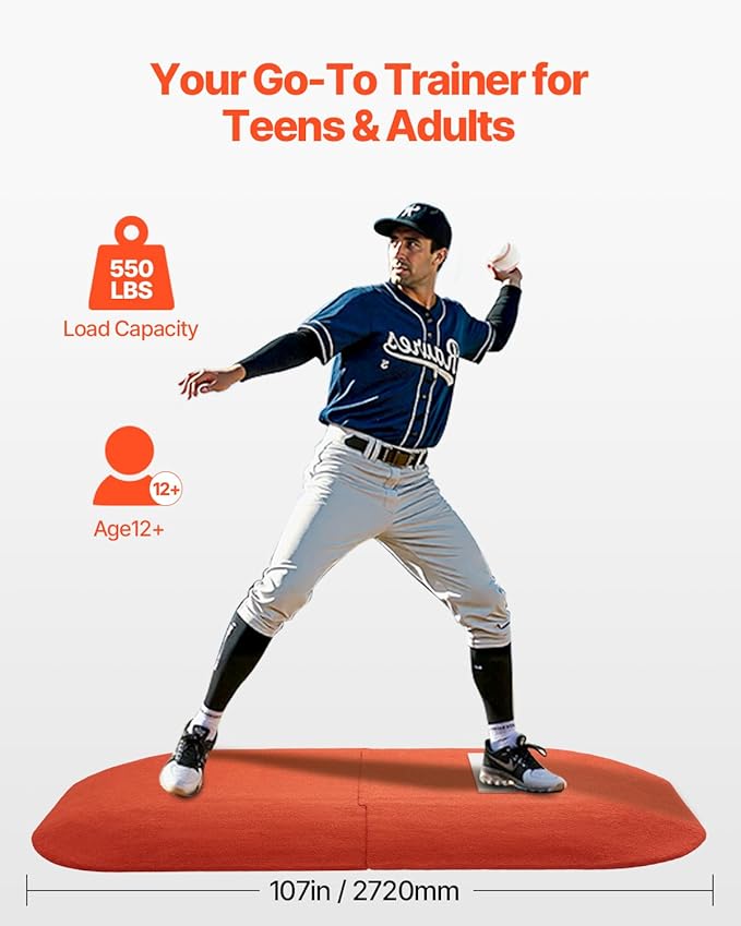 VEVOR Pitching Mound, Baseball Game Mound, Indoor/Outdoor Pitching Practice and Training Equipment, Softball Pitching Aids with Antifade Turf and Pitching Rubber