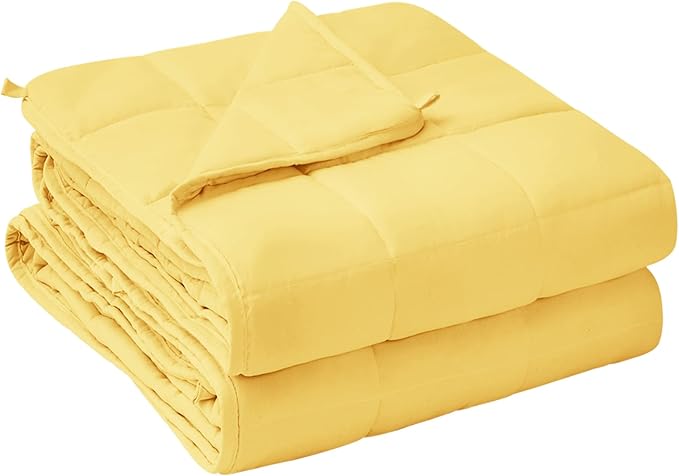 yescool Weighted Blanket for Adults (20 lbs, 60โ x 80โ, Yellow) Cooling Heavy Blanket for Sleeping Perfect for 190-210 lbs, Queen Size Breathable Blanket with Premium Glass Bead, Machine Washable