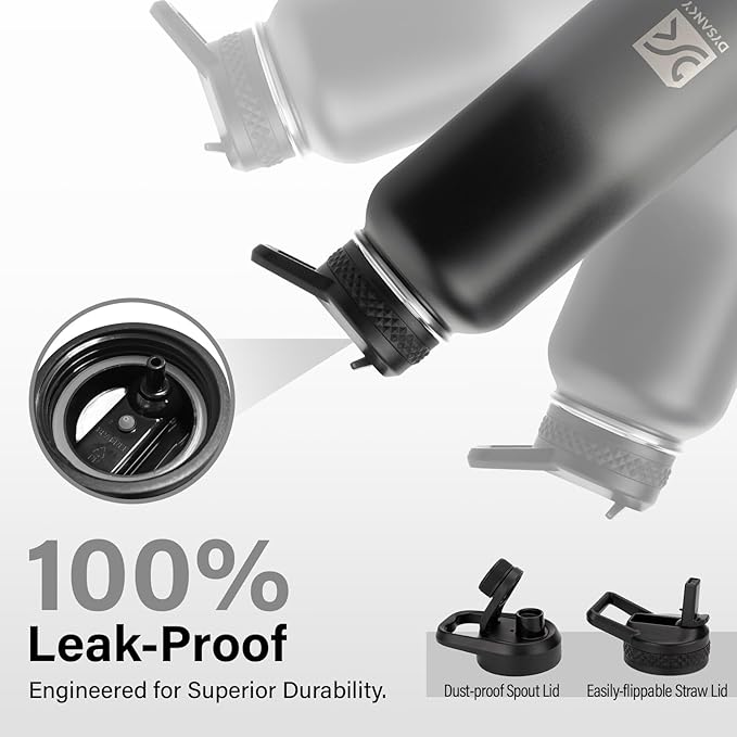 Insulated Water Bottle | Thickened Stainless Steel Vacuum Metal | Portable Sports Water Jug for Gym and Hiking with Straw, Carrier Bag, Handle Strap | BPA-Free 32 oz-FlexoryFit