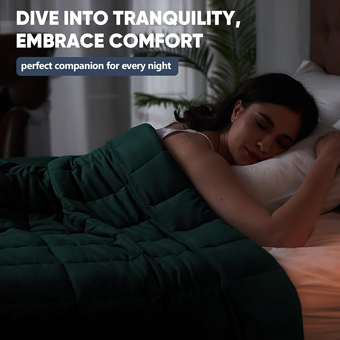 King Size Weighted Blanket for Adults (30 lbs, 80โ x 87โ, Dark Green) Cooling Heavy Blanket for Sleeping Perfect for 290-310 lbs, Breathable Blanket for Adults & Couple All Season, Machine Washable