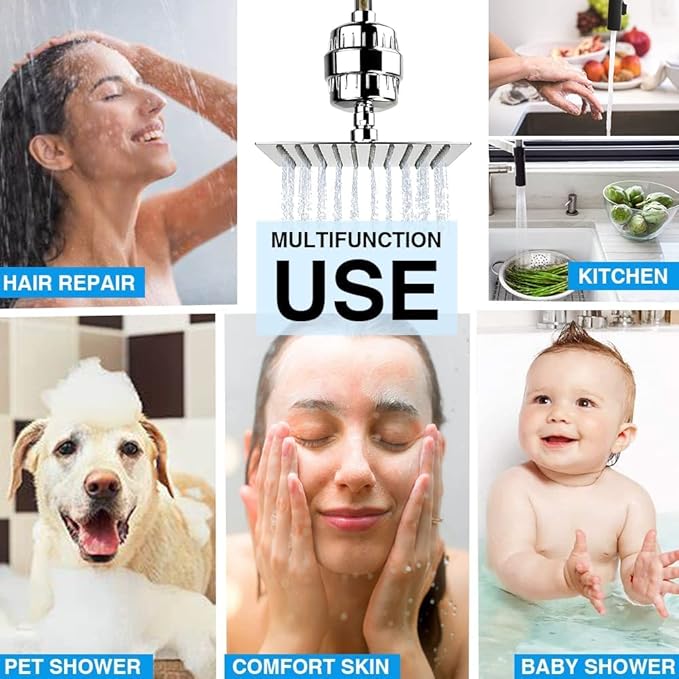 15 Stage Shower Head Filter for Hard Water - High Output Shower Water Filter Reduces Chlorine, Improves Skin Condition