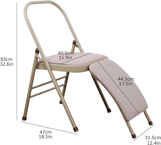 INNOLIFE Yoga Auxiliary Chair with Lumbar Back Support for Iyengar Foldable Balance Training (Grey)-FlexoryFit