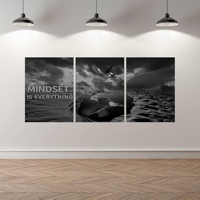 Yetaryy 3 Panels Inspirational Canvas Painting Motivational Wall Art Success Framed Poster Grind Hustle Positive Quotes Wall Poster Office Inspirational Wall Decor 36''W x 16''H (Animals-HeiYing-3S)-FlexoryFit