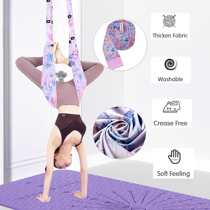 TOCO FREIDO Waist Back Leg Stretch Strap/Yoga Fitness Band, Leg Stretching Assist Trainer, Yoga Stretcher, Back Bend Split Inversion Strap for Fitness, Dance, Ballet, Gymnastics-FlexoryFit