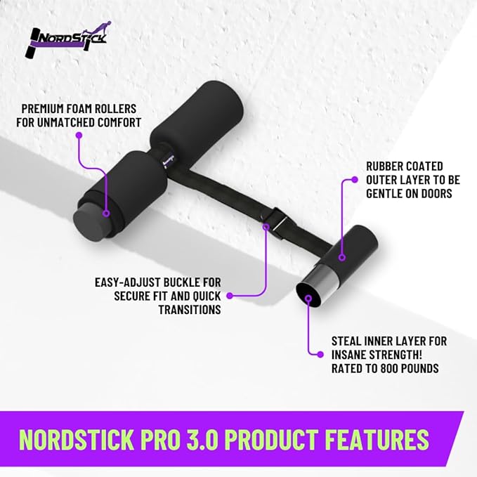 NordStick Nordic Hamstring Curl Strap - Original Nord Stick Exercise Set for Home and Travel - 5 Second Set Up-FlexoryFit