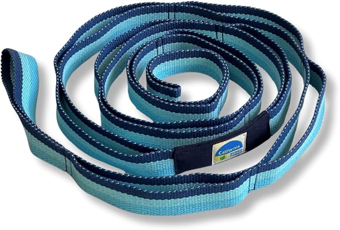 California Yoga Strap | Yoga Belt with Loops | 12 Multi Loop & Non-Elastic | Stretching Strap | Gym Workout & Exercise Bands | Physical Therapy | Improves Sitting Posture for Women & Men-FlexoryFit