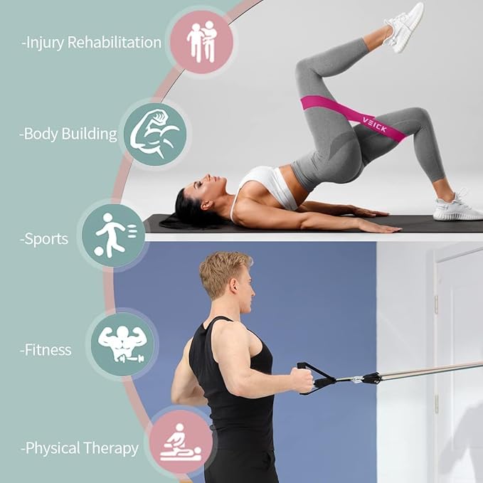 VEICK Resistance Bands, Exercise Bands for Working Out with Handles, Elastic Workout Bands for Men Women, Exercising Bands for Strength Training Equipment at Home Gym-FlexoryFit