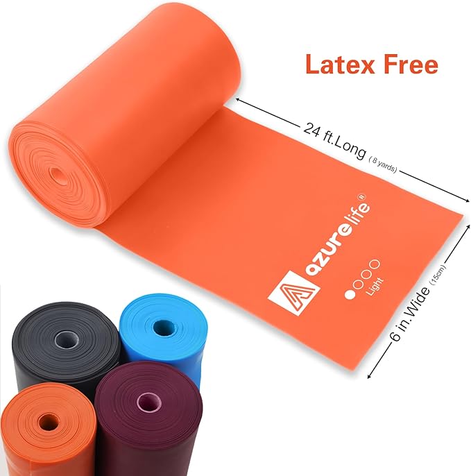 Professional 8 Yards Bulk Resistance Bands Rolls or 5,6,7 ft. Long Non-Latex Elastic Exercise Bands, Stretch Bands for PT, Yoga, Pilates, Rehab, at-Home or The Gym Workouts-FlexoryFit