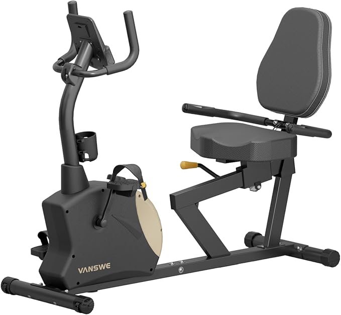 VANSWE Recumbent Exercise Bike, Recumbent Stationary Bikes for Home 400 LBS Weight Capacity, Exercise Bike for Home Seniors with Smart App and Bluetooth Connectivity, LED Display, Pulse Handle-FlexoryFit