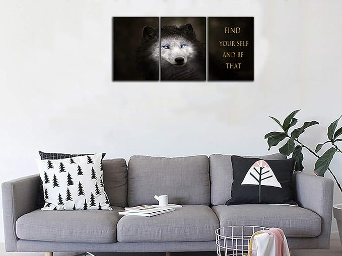 3 Panels Wolf Picture Motivational Wall Art Inspirational Canvas Painting Pictures Modern Entrepreneur Quotes Posters Prints Artwork for Home Office Decor House Decorations Class Room School to Hang-FlexoryFit