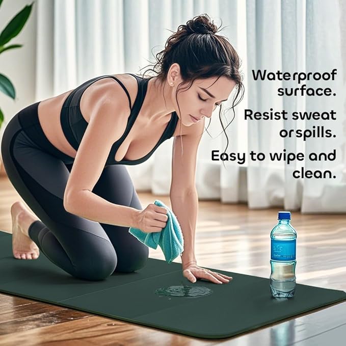Foldable Yoga Mat 12mm Extra Thick Joint Protection,Portable Design for Travel/Pilates/Board/Camping,Environmental Sports Mat Non-Slip Gym Mat,Odorless POE Material-FlexoryFit