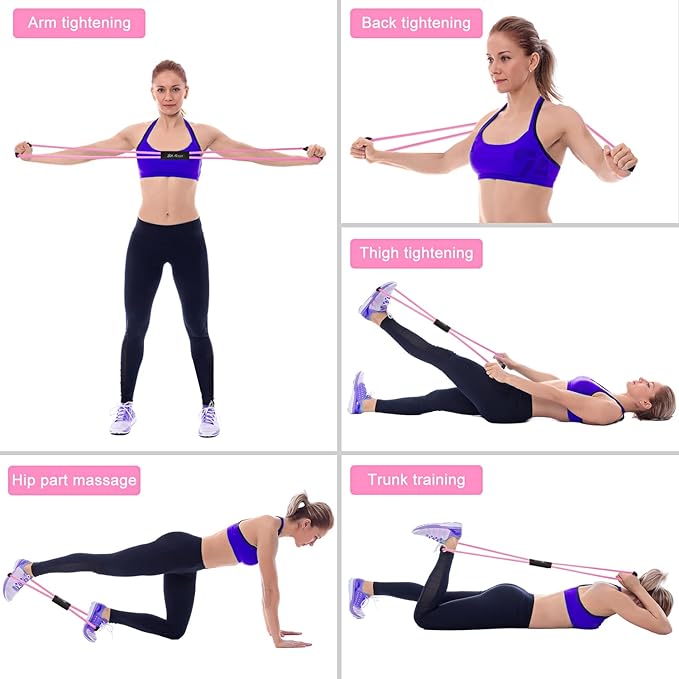 HPYGN Resistance Bands, Figure 8 Exercise Bands for Women Men, 8 Shaped Resistance Bands for Arms, Chest Expander, Yoga Gym Fitness Pulling Rope 8 Word Elastic for Exercise Muscle Training Tubing-FlexoryFit