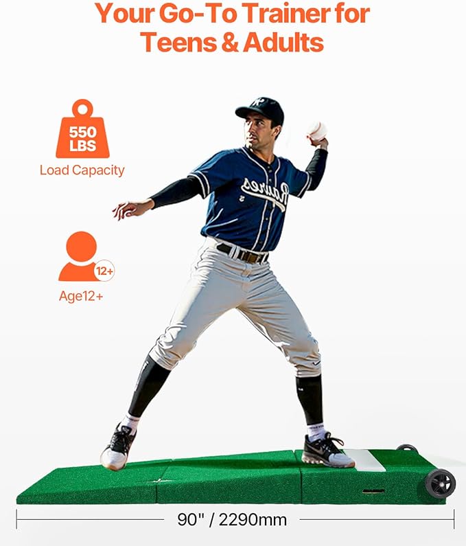 VEVOR Pitching Mound, Baseball Game Mound, Indoor/Outdoor Pitching Practice and Training Equipment, Softball Pitching Aids with Antifade Turf and Pitching Rubber