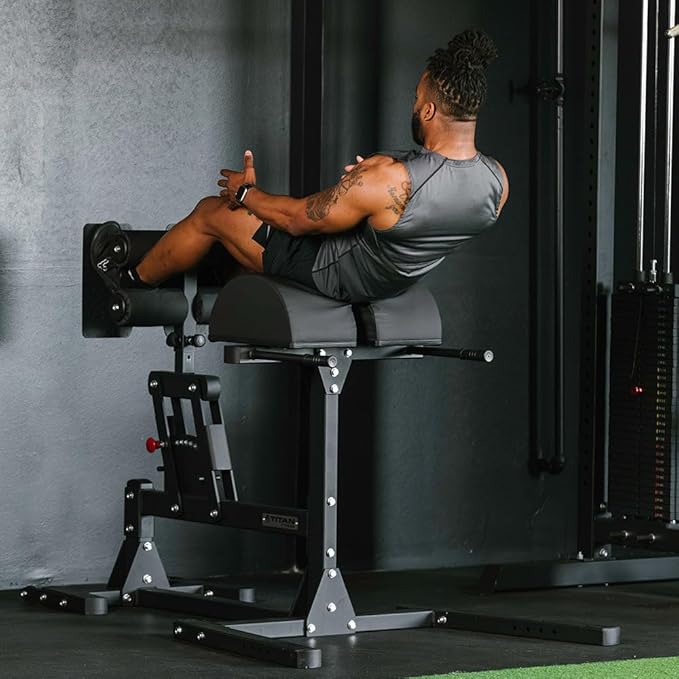 Titan Fitness Glute and Ham Developer, Adjustable GHD Machine, Comfortable Padding, Durable Steel Build, Workout Equipment for Commercial and Home Gym