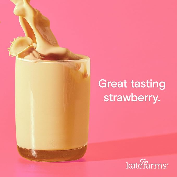 KATE FARMS Organic 1.4 High Calorie Nutrition Shake, Strawberry, 20g Protein, 27 Vitamins and Minerals, Meal Replacement, 11 oz (12 Pack)-FlexoryFit