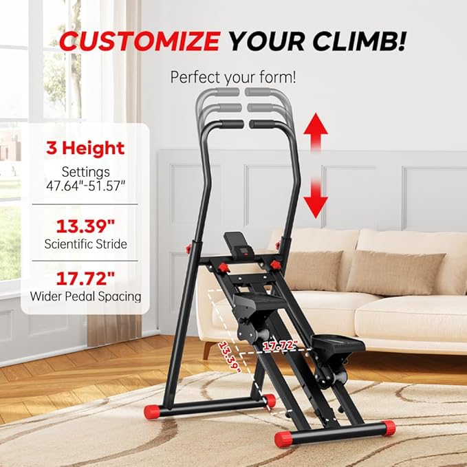Stair Stepper for Home Gym Exercise, New Version Vertical Climber Machine for Full-Body Workout,Resistance Three-Speed Adjustment, Compact Folding Cardio Exercise Climber