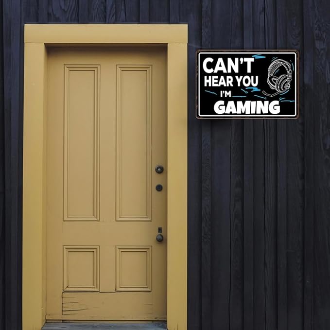 Game Room Sign Gamer Room Wall Decor Can't Hear You, I'm Gaming Signs Funny Gamer Tin Sign Gaming Decor For Boys Bedroom Teen Boy Room Decor Gaming Posters Gifts 8x12 Inches