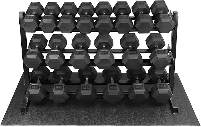 WF Athletic Supply Rubber Encased Hex Dumbbells with Rubber Grip Contoured Handle for Muscle Toning, Strength Building & Full Body Workout-FlexoryFit