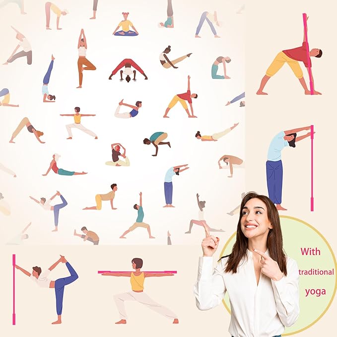 5ft Yoga Stick from Natural Bamboo with Non-Slip Handle-Stretching Stick for Mobility, Flexibility,Exercise,Workout, Physical Therapy,Pilates,Balance Fitness-Access Online Video Guide Without Any Info-FlexoryFit