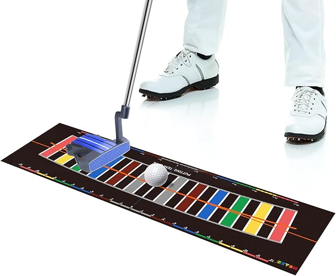 Practice Golf Putting Mat - Training Aid with Alignment Tour Aim and Putting Arc Set