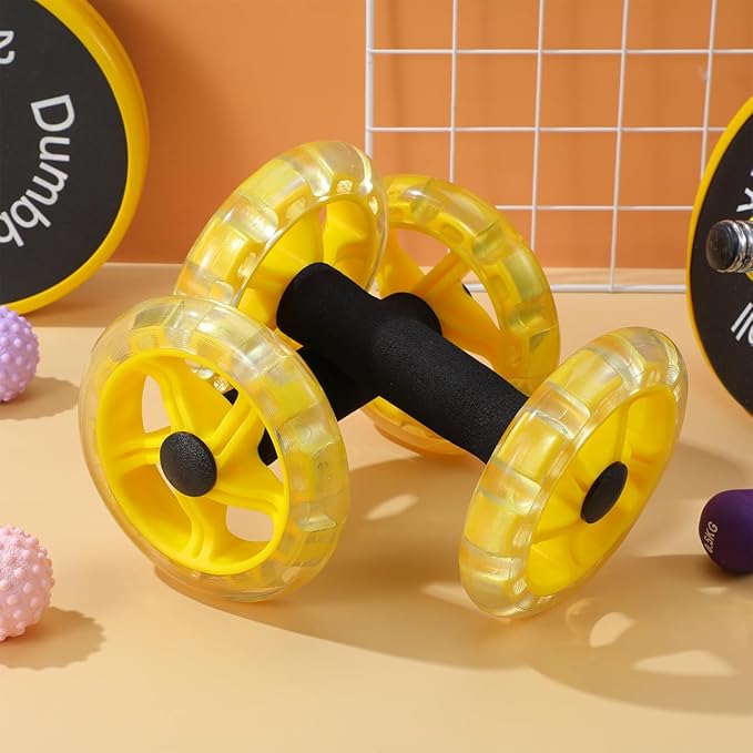 Household Appliances Exercise Abdominal Roller Workout Roller Abs Ab Fitness Roller Yellow Equipment Fitness Device Fitness Wheel Ab Wheel Dumbbel Ab-FlexoryFit