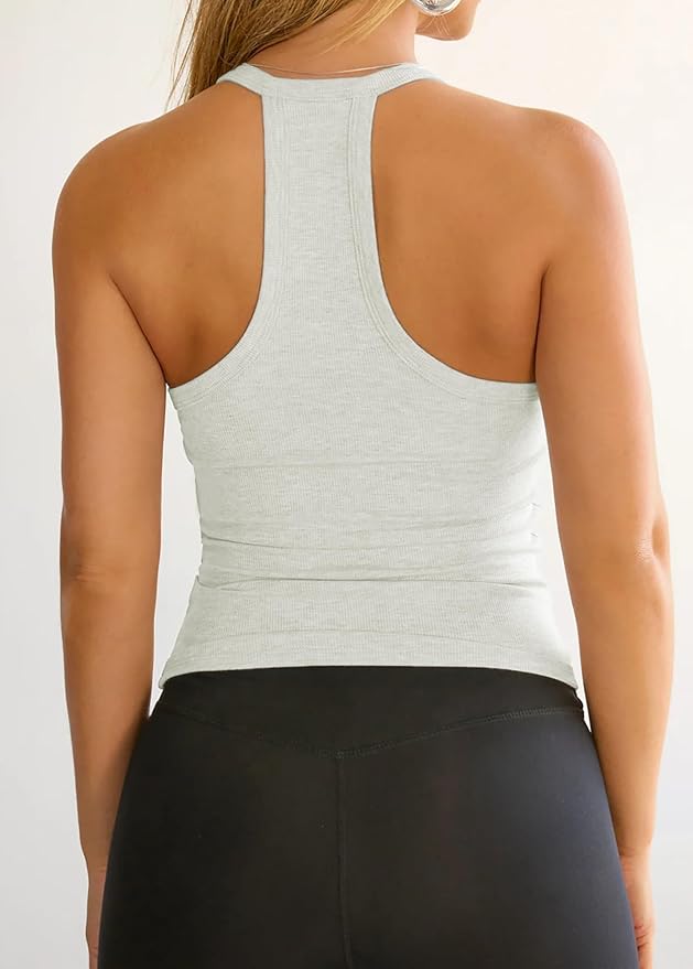iGENJUN Workout Tops for Women Racerback Basic Tank Summer 2025 Camisole V Neck Slim Fit Ribbed Sleeveless-FlexoryFit