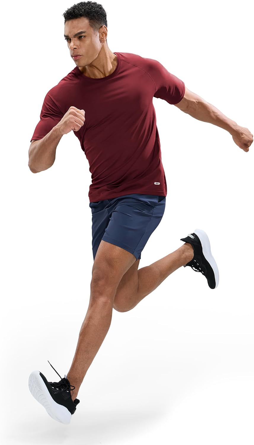 MIER Men's Dry Fit Workout T-Shirts Athletic Running Tee Short Sleeve Crew Neck Gym Tops, Polyester, Moisture Wicking