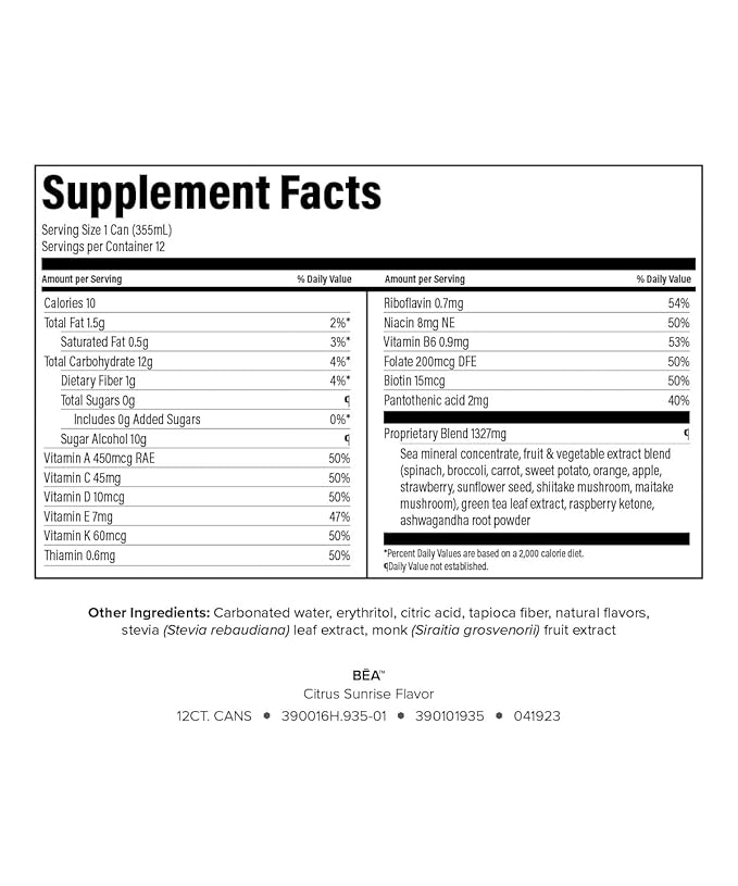 Isagenix BEA Sparkling Energy Drink - Energy & Metabolism Support - Whole-Food Sourced Ingredients - Includes Antioxidant Vitamins A, C & E - Vegan-Friendly - Citrus Sunshine, 12 Servings-FlexoryFit
