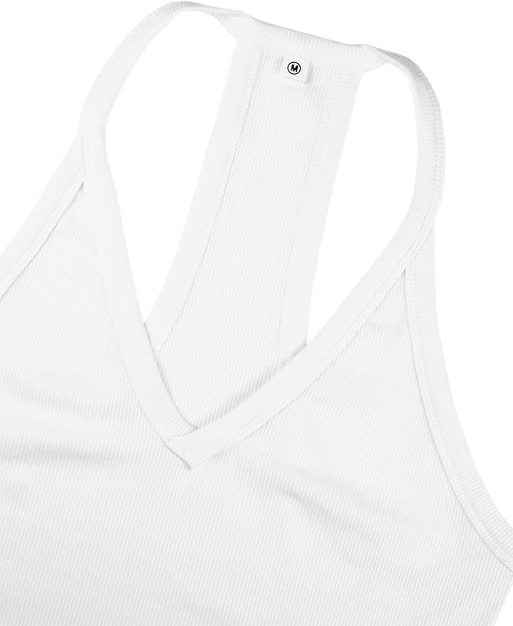 iGENJUN Workout Tops for Women Racerback Basic Tank Summer 2025 Camisole V Neck Slim Fit Ribbed Sleeveless-FlexoryFit