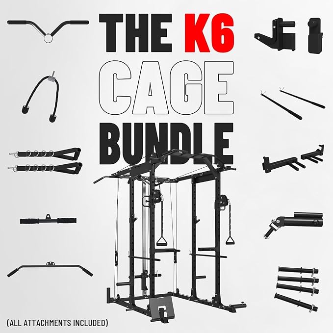 Mikolo Power Cage, Power Rack with Cable Crossover System, 1500LBS Squat Rack with LAT Pull Down System, Workout Cage with Pulley System for Fitness Home Gym-FlexoryFit