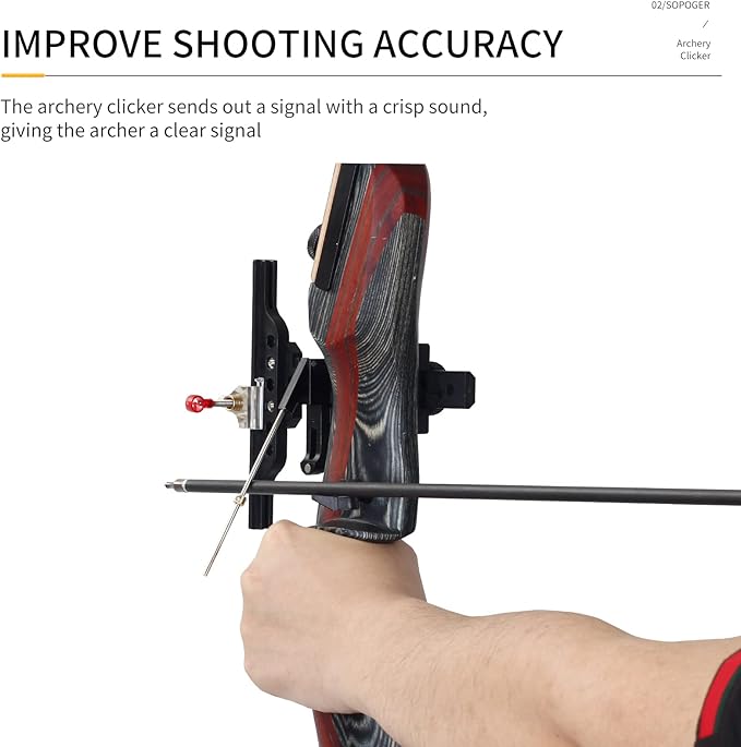 SOPOGER Archery Clicker Magnetic Recurve Bow Clicker Aluminum Bow Sight Clicker with Adjustable Slider Arrow Shooting Signal Bow Accessories for Hunting,Shooting,Competition