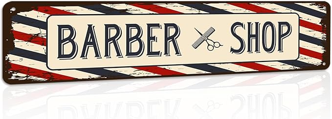Barber Shop Decor Accessories - Barbershop Poster Metal Tin Signs Vintage Wall Art, Barber Gifts for Men Haircut Decorations 4x16 Inch-FlexoryFit