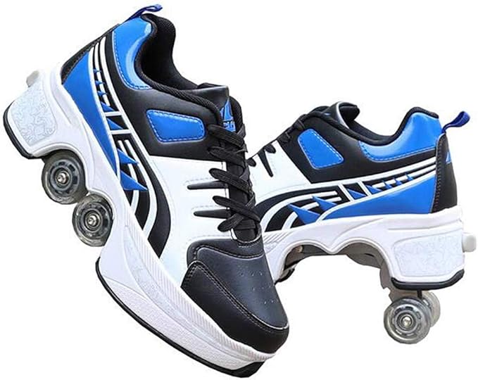 Double-Row Deform Wheel Automatic Walking Shoes Invisible Deformation Roller Skate 2 in 1 Removable Pulley Skates Skating Parkour-FlexoryFit