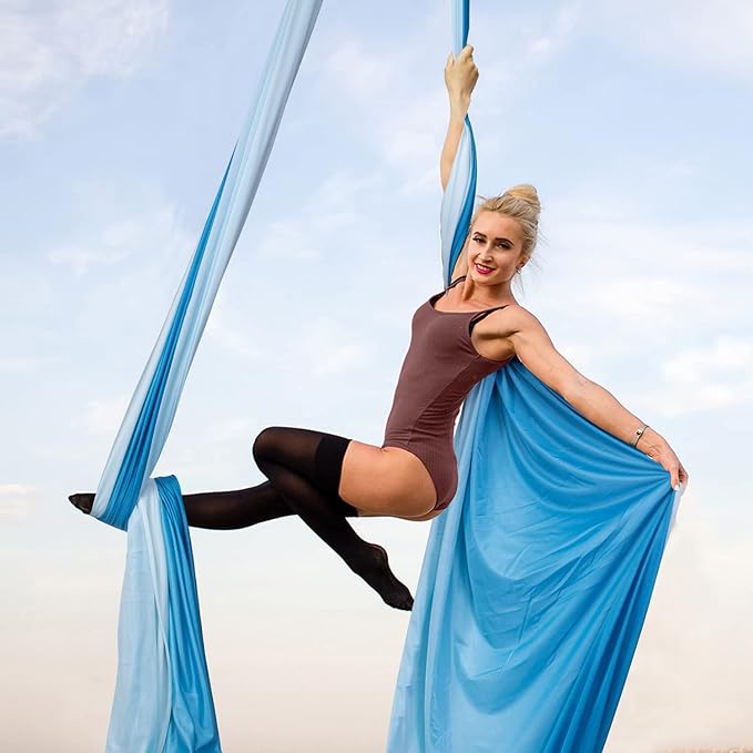 PRIOR FITNESS Aerial Silks Kit Colorful 9/15/20 Yards 40D Nylon Fabric Hammock Set With Hardware & Guide for All Levels Of Aerial Yoga Practice and Acrobatic Flying For Adults Aerial silk-FlexoryFit