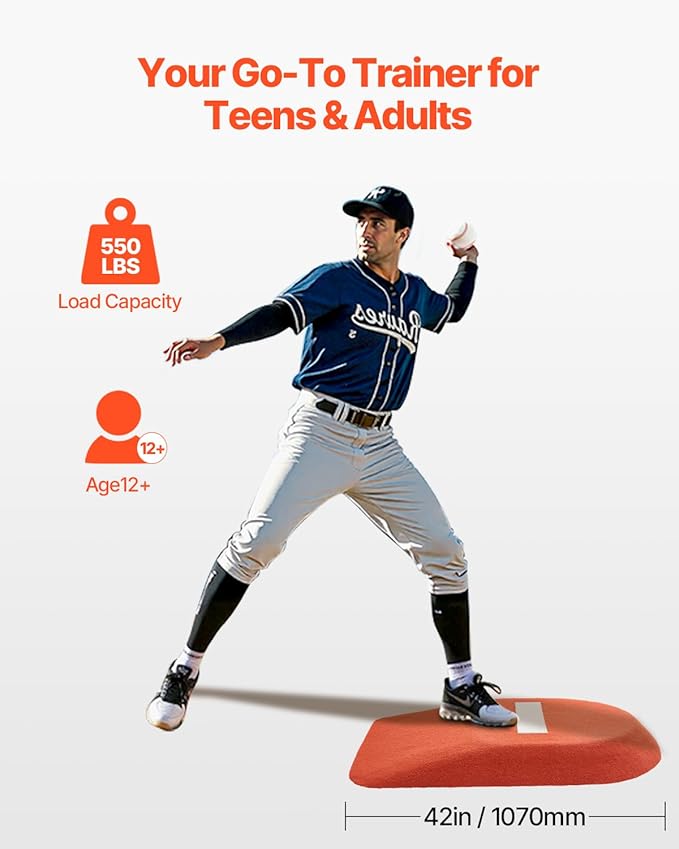 VEVOR Pitching Mound, Baseball Game Mound, Indoor/Outdoor Pitching Practice and Training Equipment, Softball Pitching Aids with Antifade Turf and Pitching Rubber