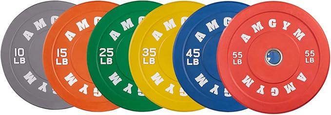 2 Inch Bumper Plates,10-500lbs,Barbell Rubber Olympic Weight Plates Set for Home Gym, Strength Training & Weight Lifting, Multiple Options Colors