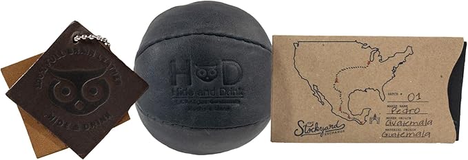 Hide & Drink, Stress Ball, Relieve Fidgeting and Anxiety, Exercise Hand, Squishy Tension Accessory, Great for The Office, Classic Style, Full Grain Leather, Handmade, Charcoal Black-FlexoryFit