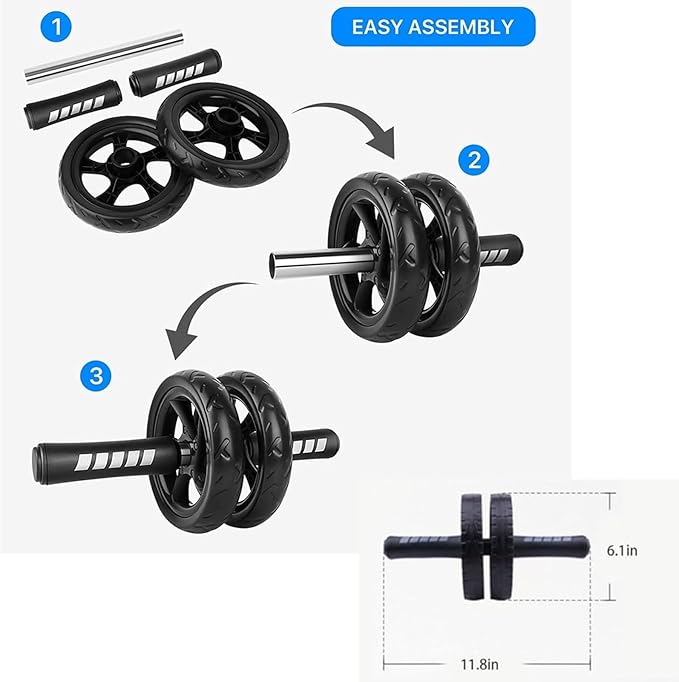 Ab Roller Wheel, Abdominal Wheel for Abdominal Exercise Machine, Arespark Home Gym Equipment for Core Workout, No Noise Ab Roller Exercise Equipment with Knee Mat and Foam Handle-FlexoryFit