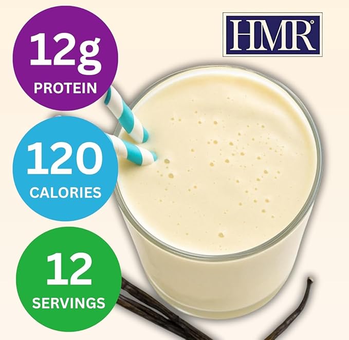 HMR 120 Vanilla Shake Meal Replacement Powder | Vanilla Shake Mix to Support Healthy Weight Loss | 12g of Protein | Nutritional Drink | Low Calorie Food | 12 Servings-FlexoryFit