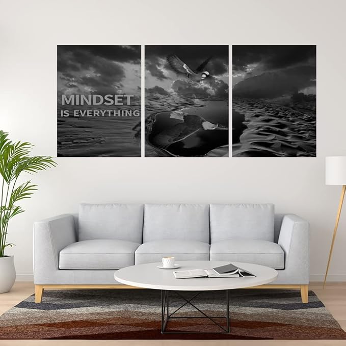 Yetaryy 3 Panels Inspirational Canvas Painting Motivational Wall Art Success Framed Poster Grind Hustle Positive Quotes Wall Poster Office Inspirational Wall Decor 36''W x 16''H (Animals-HeiYing-3S)-FlexoryFit