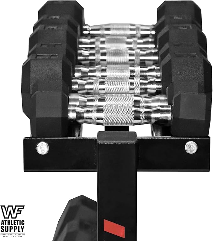 WF Athletic Supply Rubber Coated Hex Dumbbell Set with Two Tier Premium Storage Rack Built for Strength Building, Weight Loss & Home Gym โ Multiple Sets Available-FlexoryFit