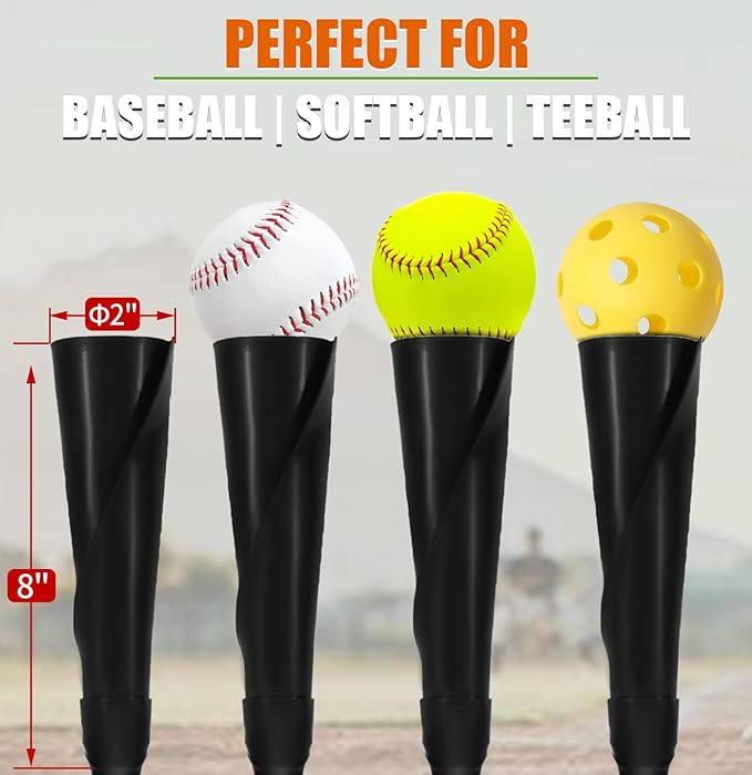 Baseball&Softball Tee,Batting Tee,Adjustable Height:25-37 inches,2 Flexible Top Rubber,X-Style Foldable&Heavy-Duty Base and Carrying Bag for Easy Store&Carrying