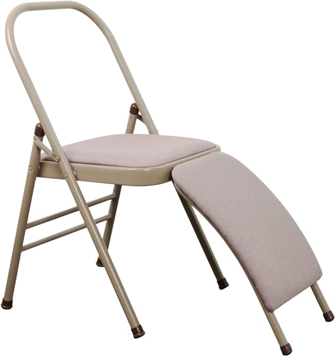 INNOLIFE Yoga Auxiliary Chair with Lumbar Back Support for Iyengar Foldable Balance Training (Grey)-FlexoryFit