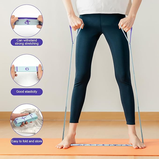 Elastic Yoga Stretching Strap with Loops, CEILIWEN Stretch Straps For Physical Therapy, Pilates Stretch Band, Elastic Exercise Bands, Leg Stretching Strap, Stretch Resistance Bands For Exercise-FlexoryFit