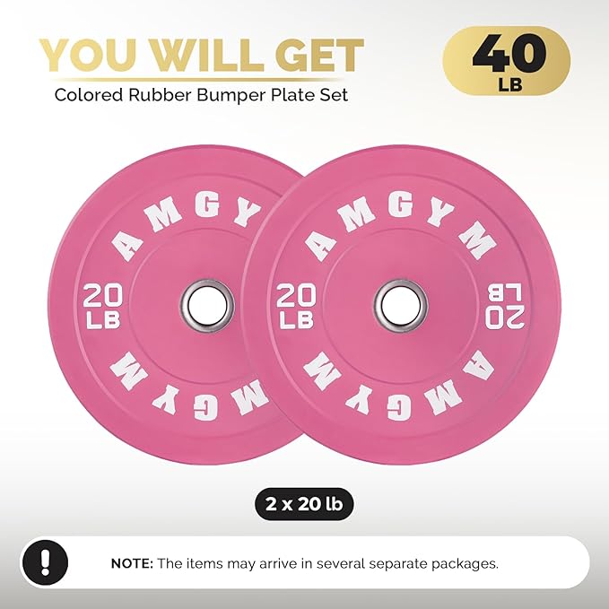 2 Inch Bumper Plates,10-500lbs,Barbell Rubber Olympic Weight Plates Set for Home Gym, Strength Training & Weight Lifting, Multiple Options Colors