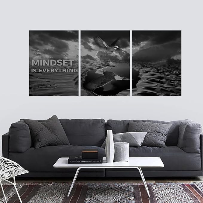 Yetaryy 3 Panels Inspirational Canvas Painting Motivational Wall Art Success Framed Poster Grind Hustle Positive Quotes Wall Poster Office Inspirational Wall Decor 36''W x 16''H (Animals-HeiYing-3S)-FlexoryFit